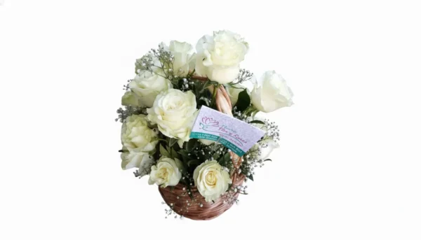 Canasto de 25 Rosas Blancas