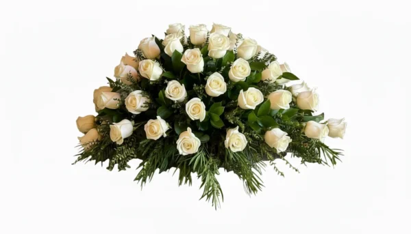 Cubre Urna de 50 Rosas blancas